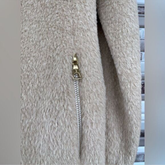 Trina Turk alpaca wool autumn turtleneck coat size 12 in oatmeal - Picture 5 of 17